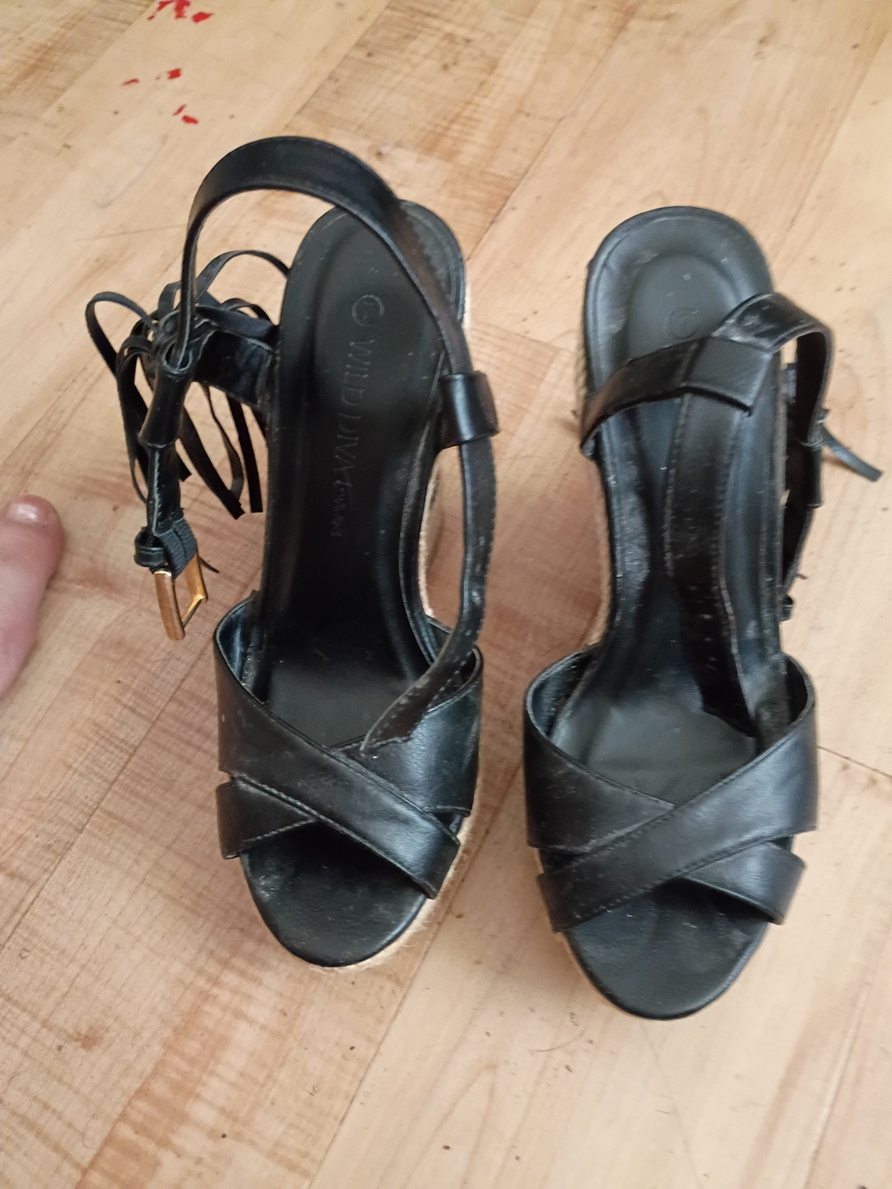Wild Diva Black Strappy Lace-Up Stiletto Heels - Picture 2 of 2